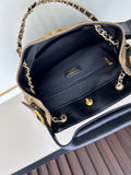 2025 Autumn/Winter Collection Suede and Leather Quilted Bucket Bag