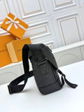 Black embossed leather men's bags collection