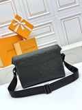 Black embossed leather men's bags collection