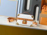 White monogram vintage lock handbag series