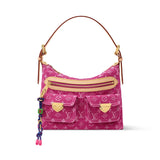 2026 Baggy PM Handbag in Pink Monogram Jacquard Denim M28266