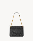 2026 Niki Small Chain Shoulder Bag in Black Vintage Leather 6331850EN071000